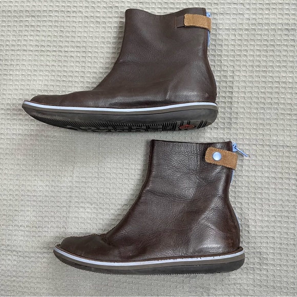Camper Beetle Booties Boots 37 Womens Brown Leather Minimalist - Picture 2 of 10